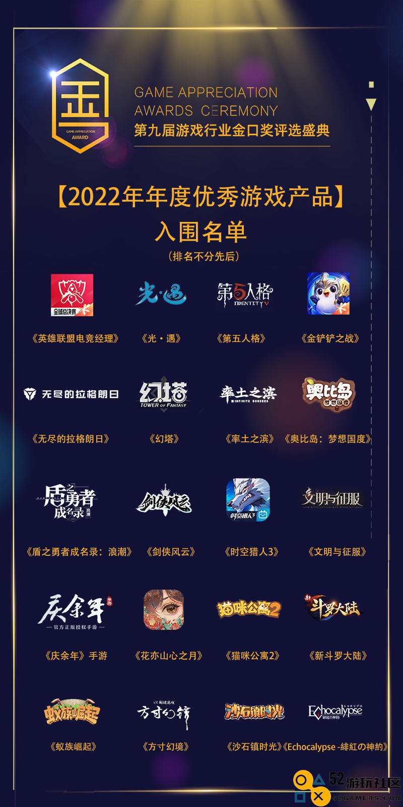 2022年第九届游戏行业金口奖入围名单正式揭晓 2022年第九届游戏行业金口奖入围名单正式揭晓