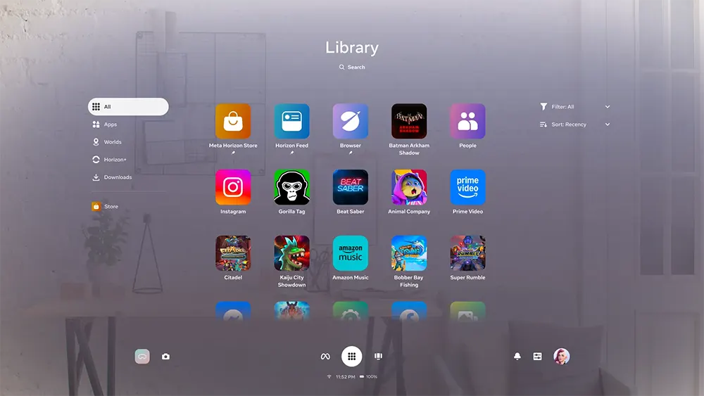 Meta Horizon OS v77 全面UI改版测试及Instagram照片三维转换新功能展示