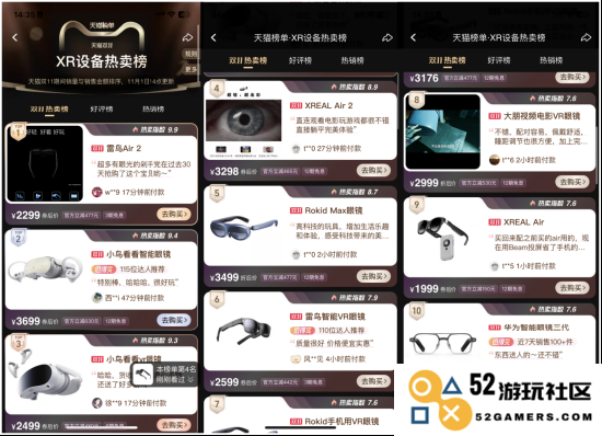 (天猫XR设备热卖榜)