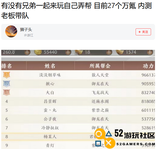 游戏还没开服，已有27个万氪大佬集合，要打造全服第一帮派？