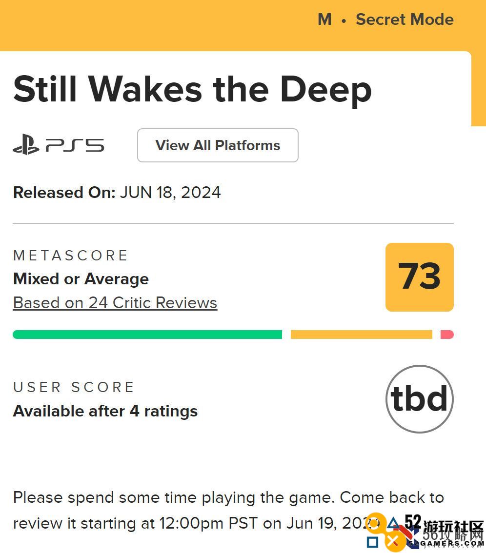 虚幻5恐怖游戏《StillWakestheDeep》IGN6分