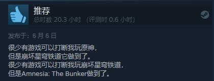 《失忆症：地堡》发售Steam综合评价“特别好评“