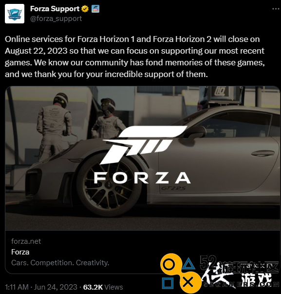 《极限竞速》前两作确定将于8月22日正式关闭在线服务