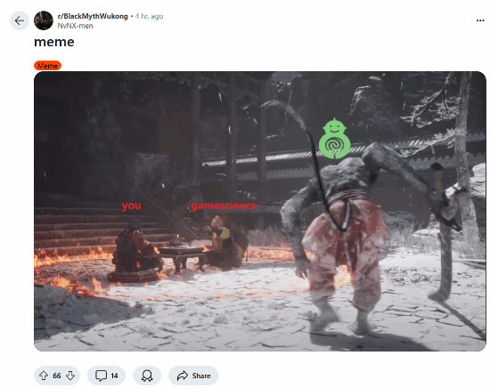 外网主播用《黑神话：悟空》新预告反映SBI玩家与游科互动，妖魔形象被排除在外