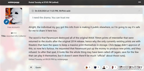 《星际穿越》十周年迎来重映盛典 可惜胶片拷贝却已被派拉蒙销毁