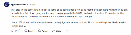国外媒体评论《GTA6》：提议引入类似《看门狗2》的帮派冲突机制