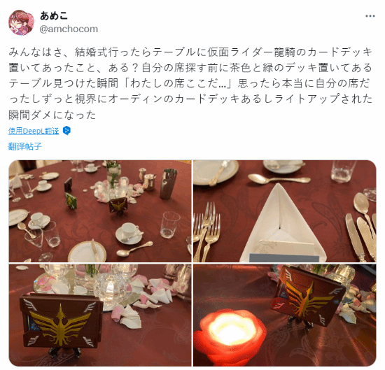 水友办《假面骑士龙骑》主题婚礼：手冢海之发来贺电