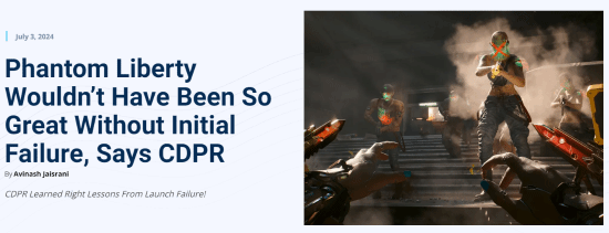 CDPR：如果没有《2077》的负面反馈资料片就不会如此出色