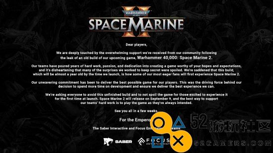 《战锤40K：星际战士2》开发版泄露事件后，发行商呼吁玩家不要扩散信息