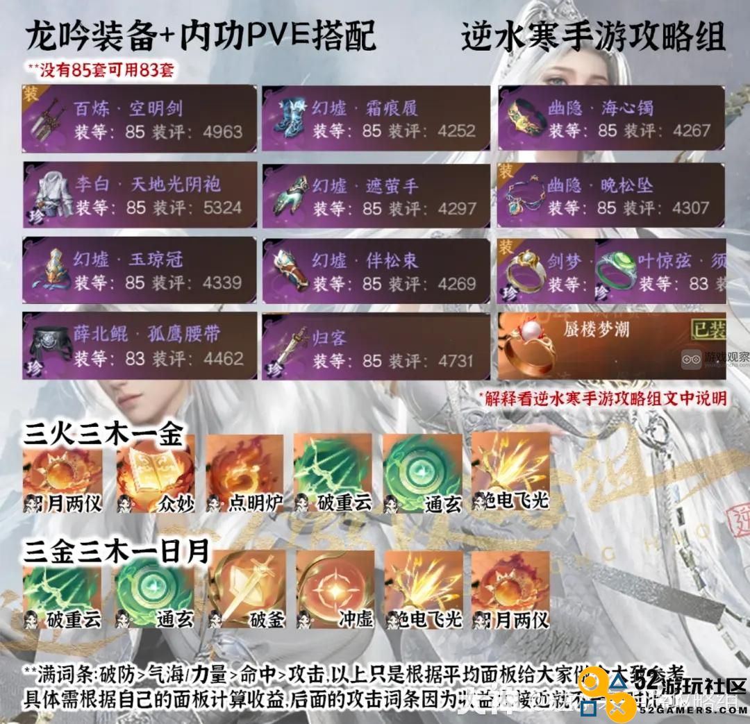 逆水寒手游1.2.3龙吟职业毕业装备与内功搭配方案分享