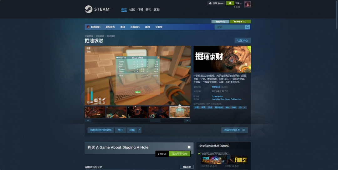 《掘地求财》游戏在Steam水友的售价及相关信息介绍