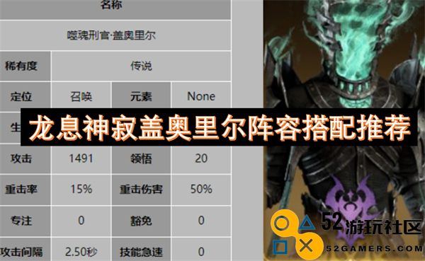 龙息神寂盖奥里尔最佳阵容组合和搭配建议解析