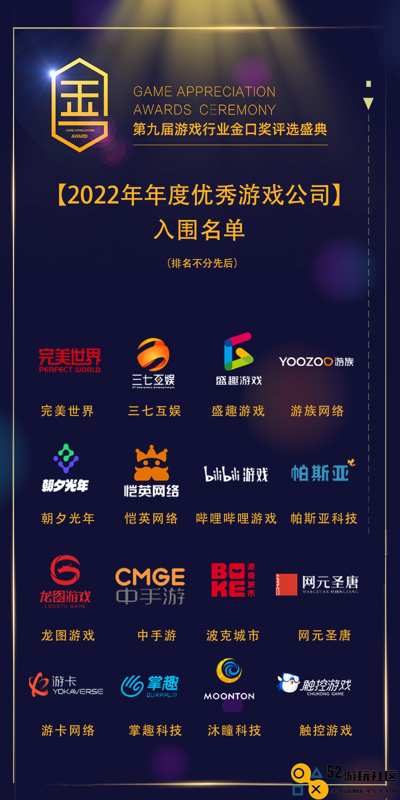 2022年第九届游戏行业金口奖入围名单已正式公布，精彩作品即将揭晓！