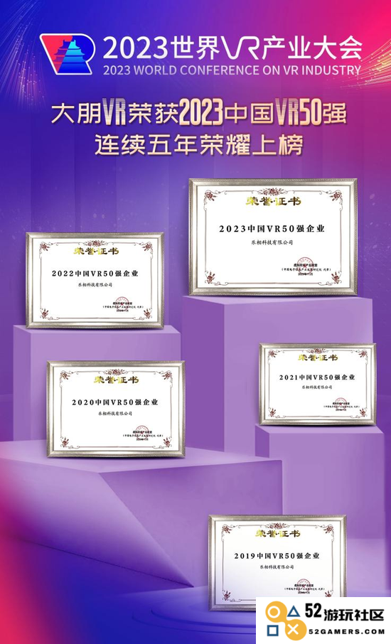 大朋VR再次被评选为“中国VR50强企业”，其E4产品荣获年度VR/AR创新大奖