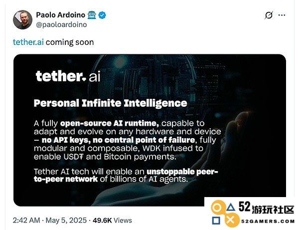 Tether AI 平台正式宣布将开始支持比特币及USDT支付功能，提升用户支付灵活性