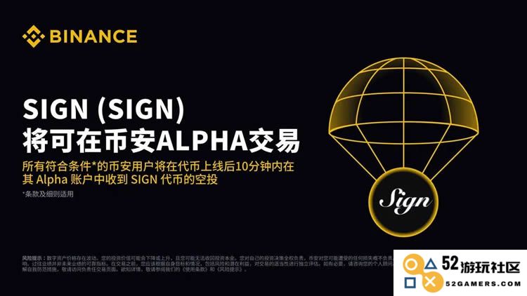 SIGN(SIGN)将于4月28日在币安平台上线ALPHA交易功能，敬请期待